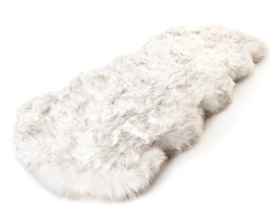 PupRug® Runner Faux Fur Memory Foam Dog Bed - Curve White with Brown Accents