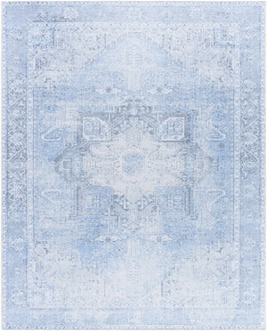 Ice Blue Flat Pile Washable Rug - Clearance