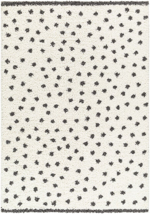Chaia Dotted Black & White Plush Rug