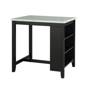36" Modern Dining Table Set with 2 Stool, High Gloss Table Top, USB-A & USB-C Charging Ports