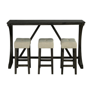 59" Rustic Dining&Bar Table Set with 3 Stools for Apartment, USB-A & USB-C Charging Ports