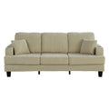 Beige 3 Piece Set Comfy Sofa Couch 3-Seater & Loveseat Sofa with Storage Ottoman with USB
