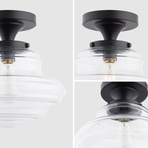 Solaria 1-Light Dark Brown Farmhouse Semi Flush Mount Ceiling Light