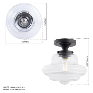 Solaria 1-Light Dark Brown Farmhouse Semi Flush Mount Ceiling Light