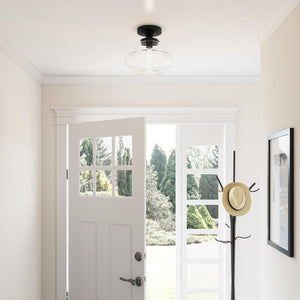 Solaria 1-Light Dark Brown Farmhouse Semi Flush Mount Ceiling Light