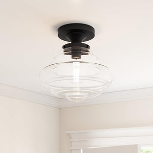 Solaria 1-Light Dark Brown Farmhouse Semi Flush Mount Ceiling Light