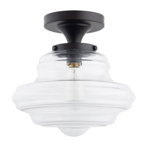 Solaria 1-Light Dark Brown Farmhouse Semi Flush Mount Ceiling Light