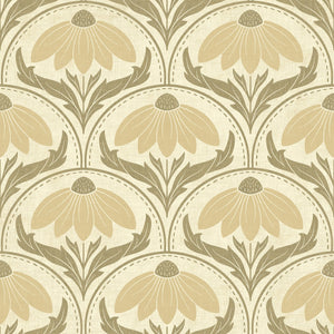 Scalloped Coneflower Wallpaper - Vintage Floral Elegance
