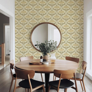 Scalloped Coneflower Wallpaper - Vintage Floral Elegance