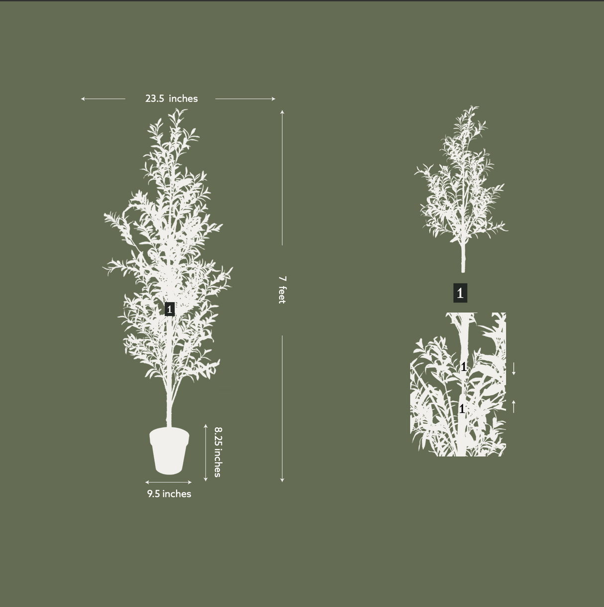 7' Artificial Slim Olive Tree