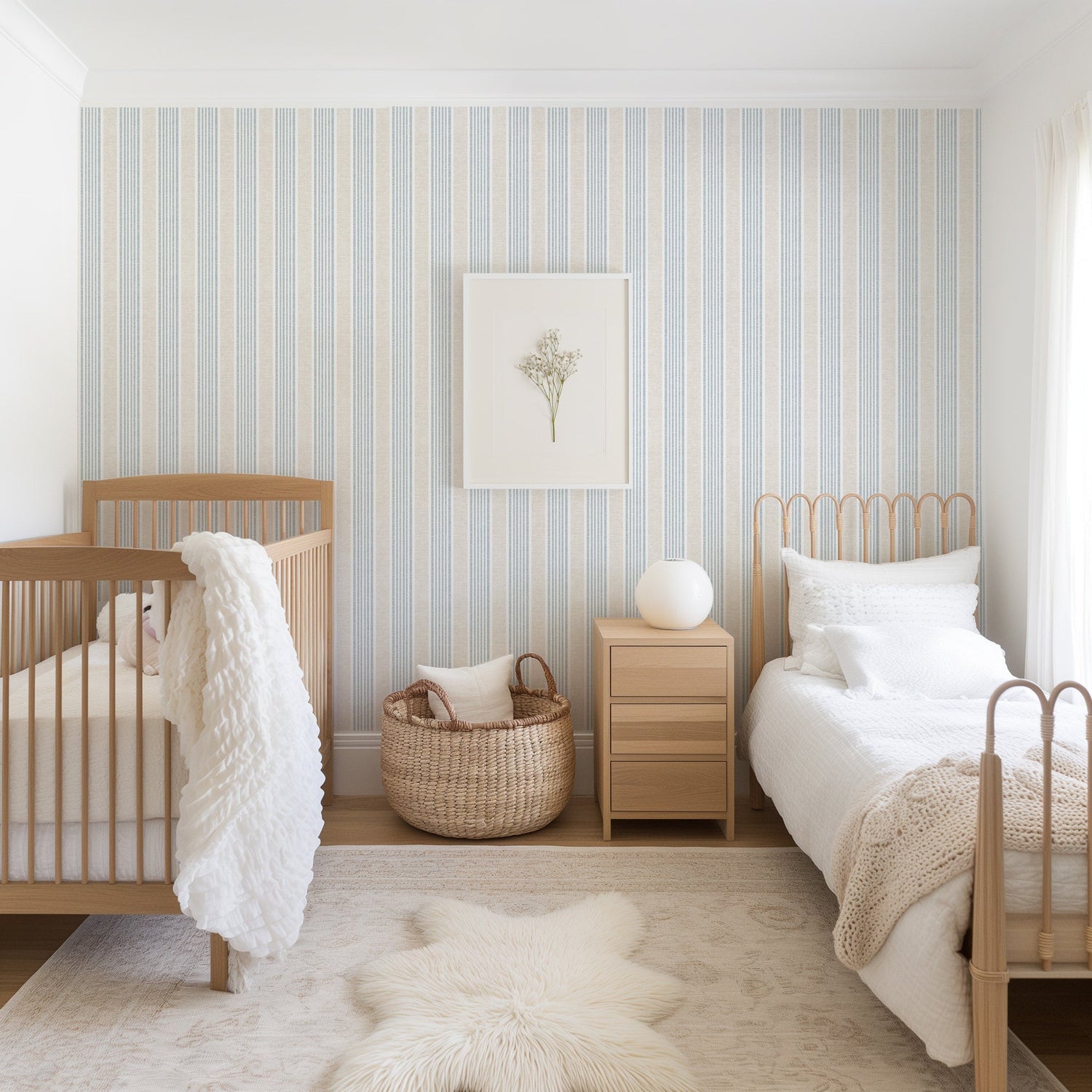 Nantucket Stripe Wallpaper - Classic Coastal Farmhouse Wallcovering