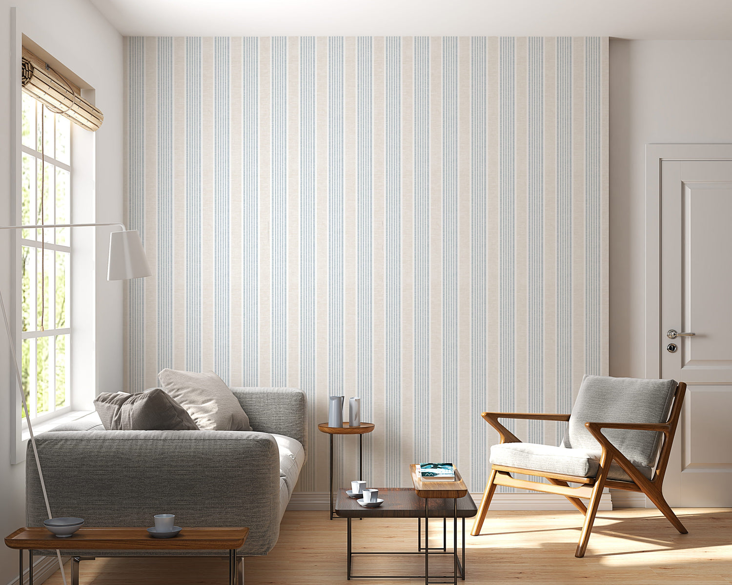 Nantucket Stripe Wallpaper - Classic Coastal Farmhouse Wallcovering