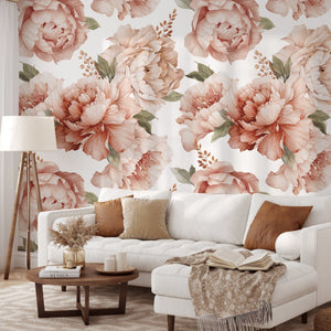 Watercolor Peony Flowers Wallpaper