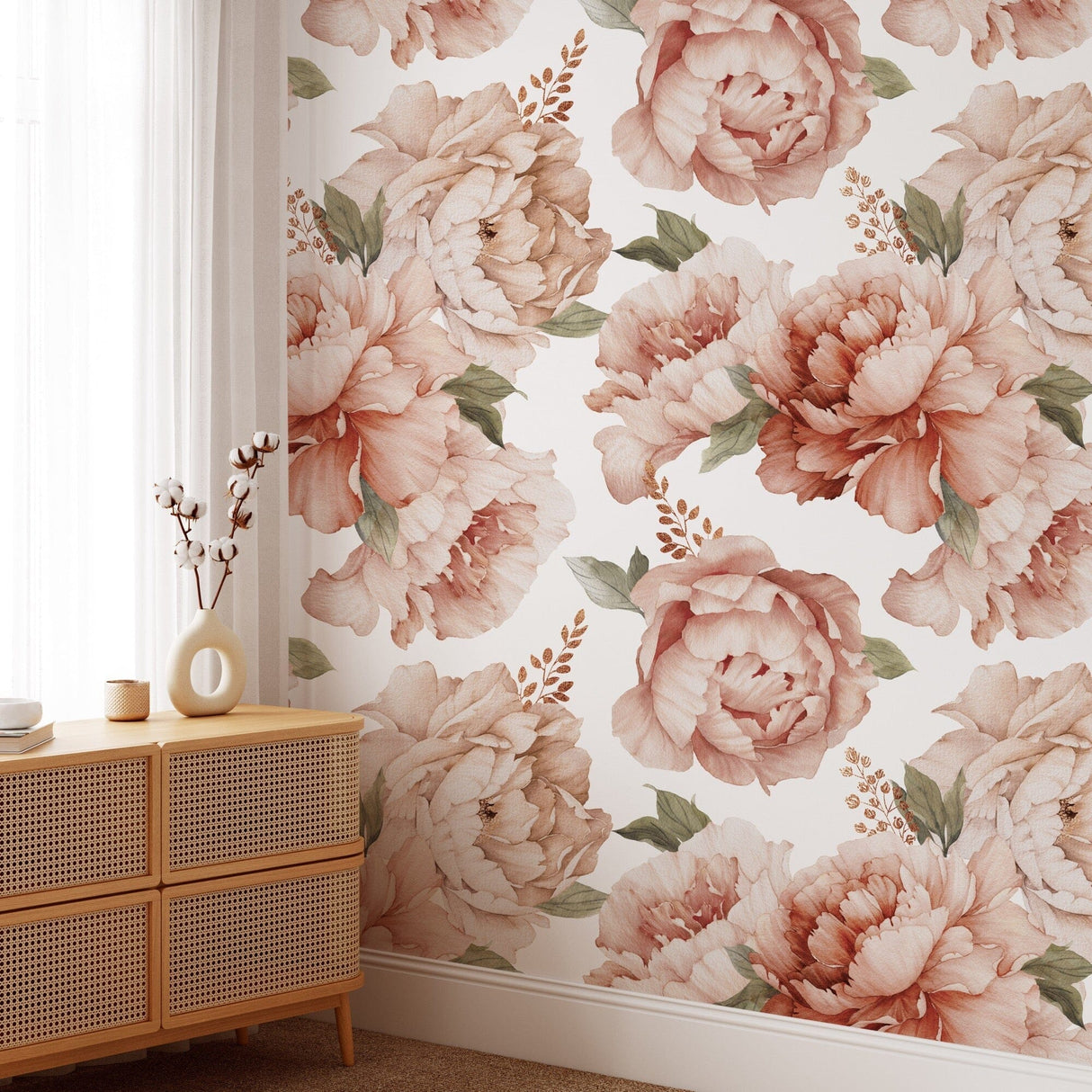Watercolor Peony Flowers Wallpaper