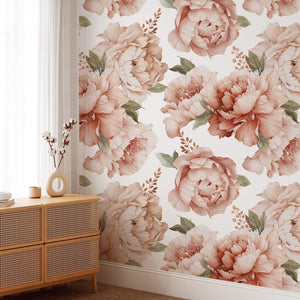 Watercolor Peony Flowers Wallpaper