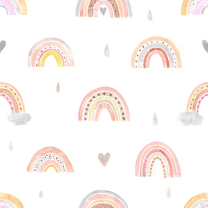 Whimsical Watercolor Rainbow Wallpaper - Hand Painted Pastel Nursery Wallpaper