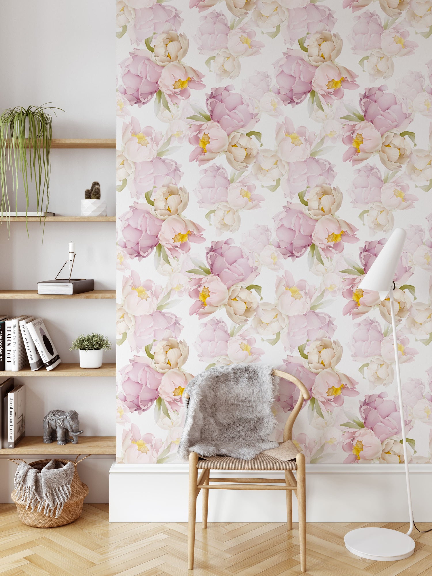 Large Pink Peony Peel and Stick Wallpaper