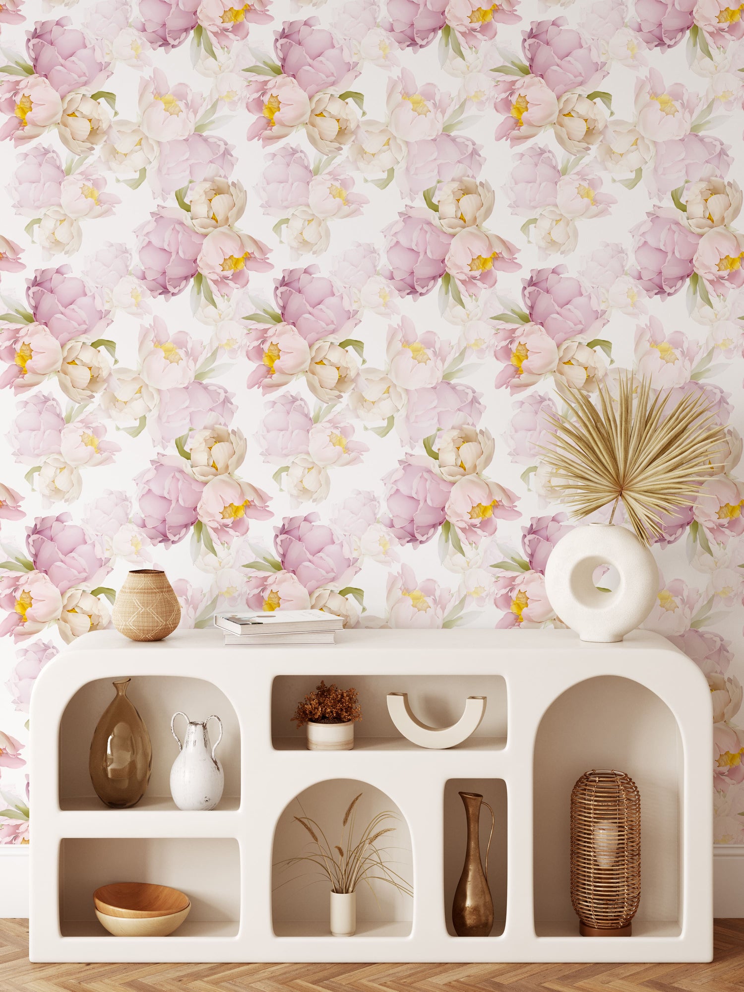 Large Pink Peony Peel and Stick Wallpaper