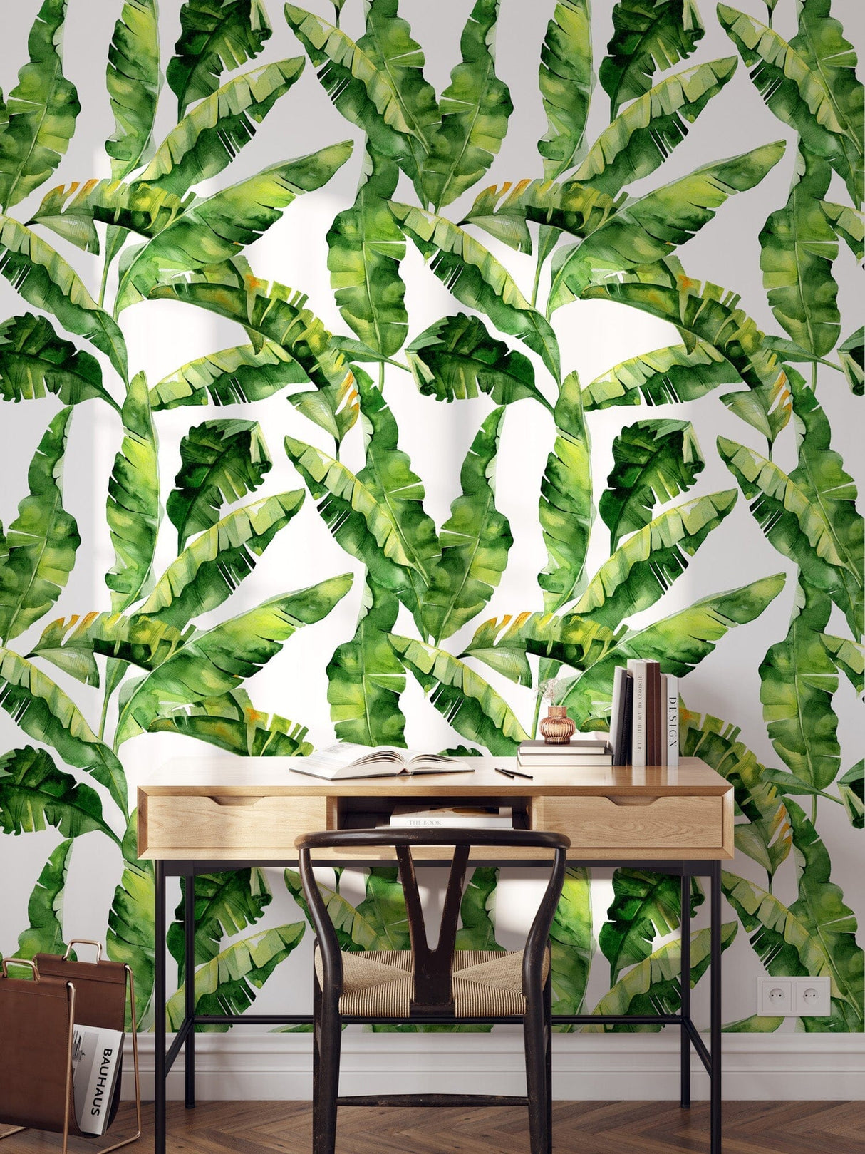 Green Tropical Leaf Wallpaper