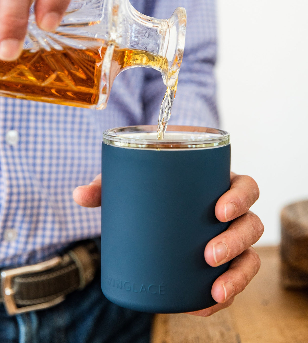 Limited Edition Deer Hunter Glass Lined Whiskey Glass in Navy
