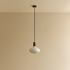 Oval Dim-to-Warm Pendant Light in Walnut