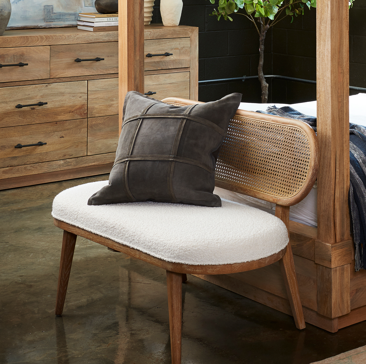 Sonia Suede Pillow 22" x 22" - Light Grey