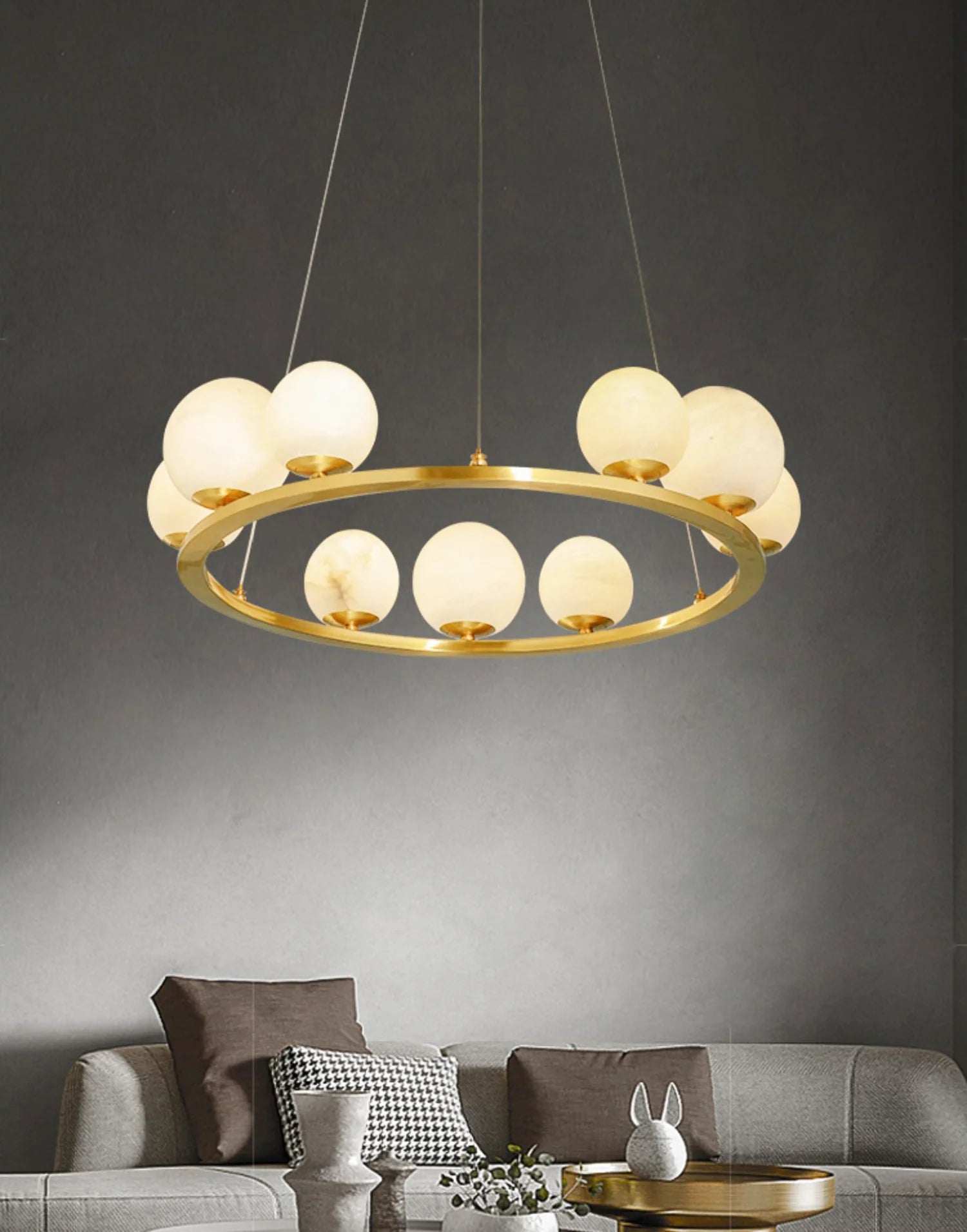 Spherical Tagliato Alabaster Chandelier