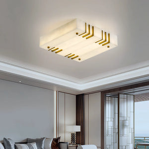 Square Alabaster Gold Ceiling Lamp