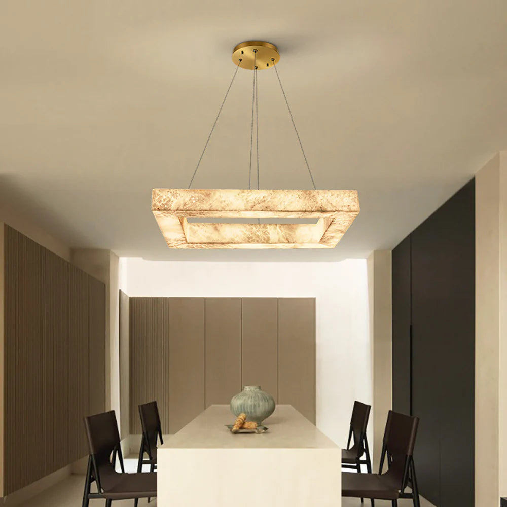 Square Modern Alabaster Chandelier