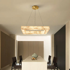 Square Modern Alabaster Chandelier