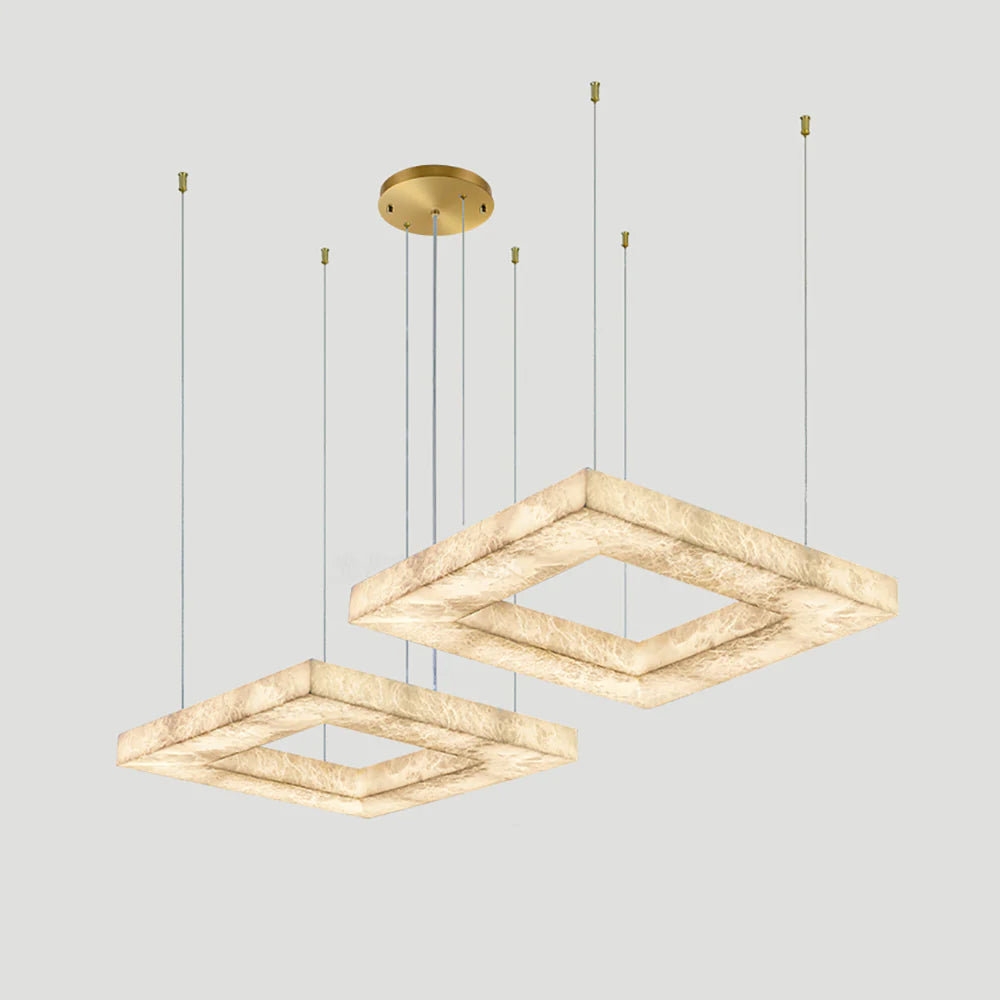 Square Modern Alabaster Chandelier