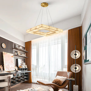 Square Modern Alabaster Chandelier