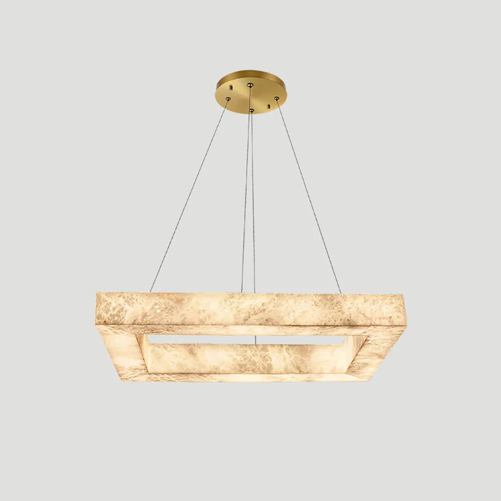 Square Modern Alabaster Chandelier