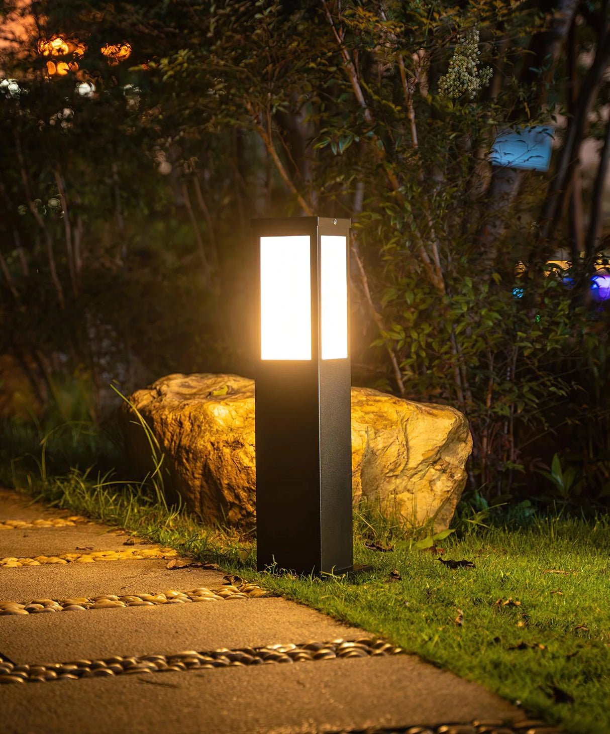 Square Modern Bollard Outdoor Light