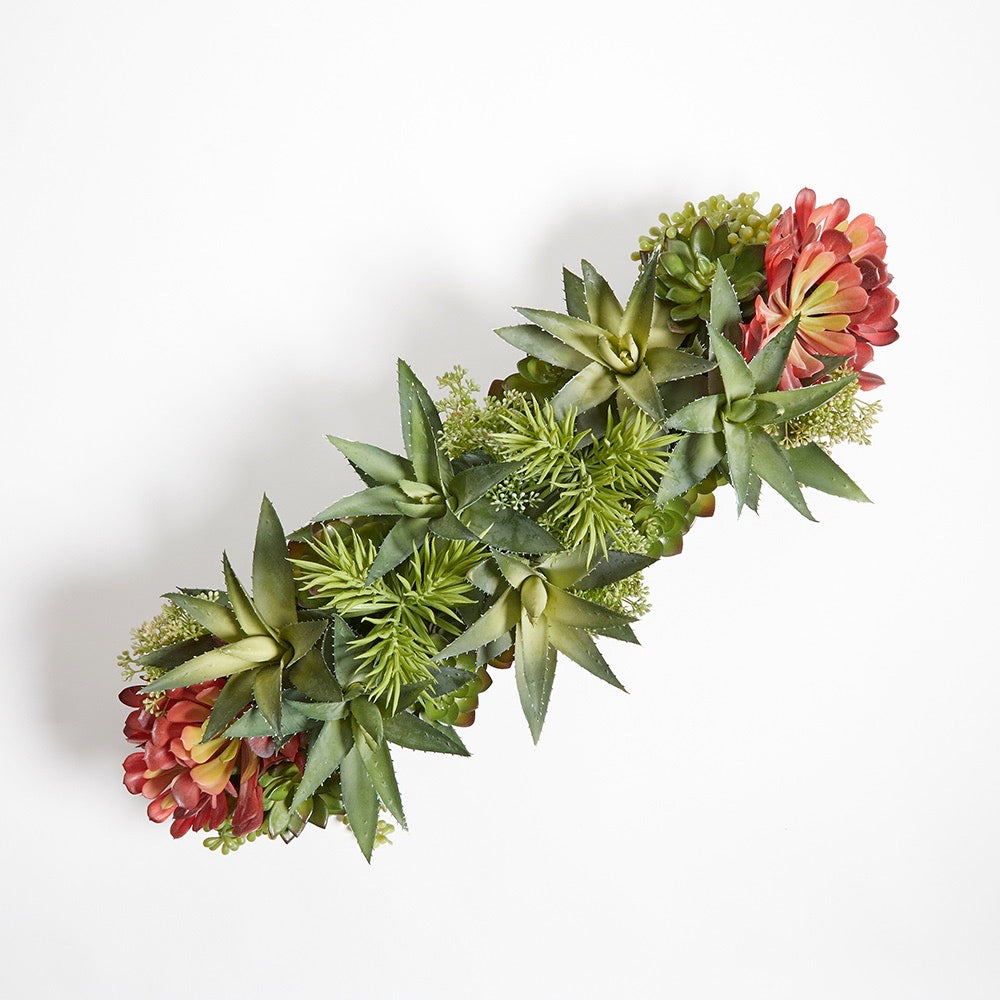 Rectangular Artificial Succulent Arrangement, Natural Planter