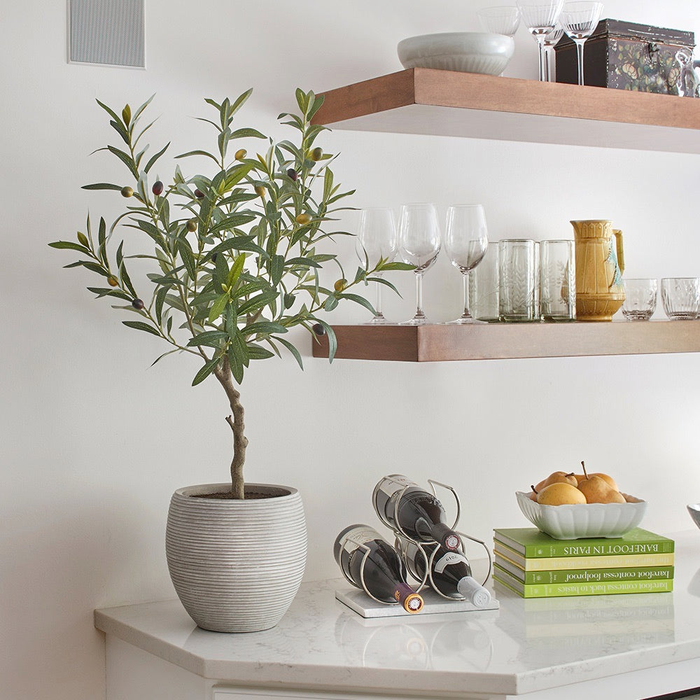 Artificial Olive Topiary Tree with Mediterranean Pot