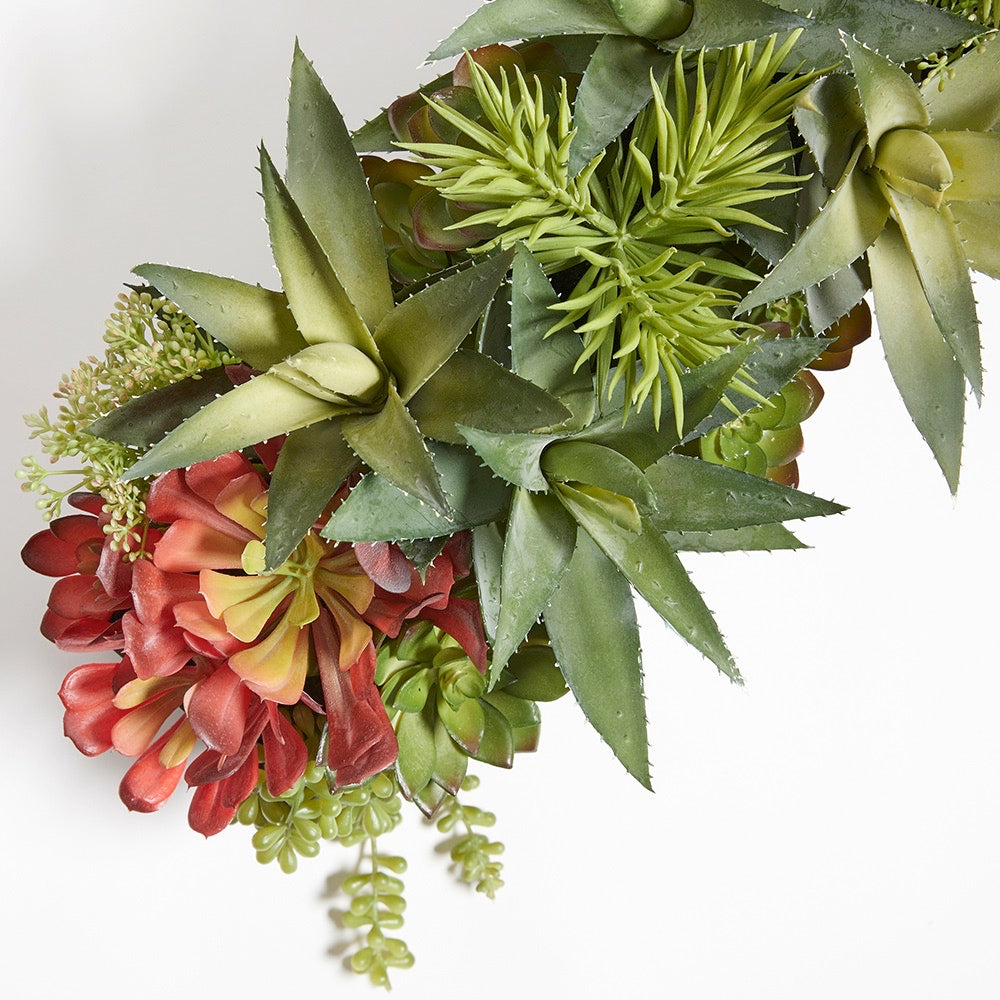 Rectangular Artificial Succulent Arrangement, Natural Planter
