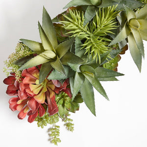 Rectangular Artificial Succulent Arrangement, Natural Planter