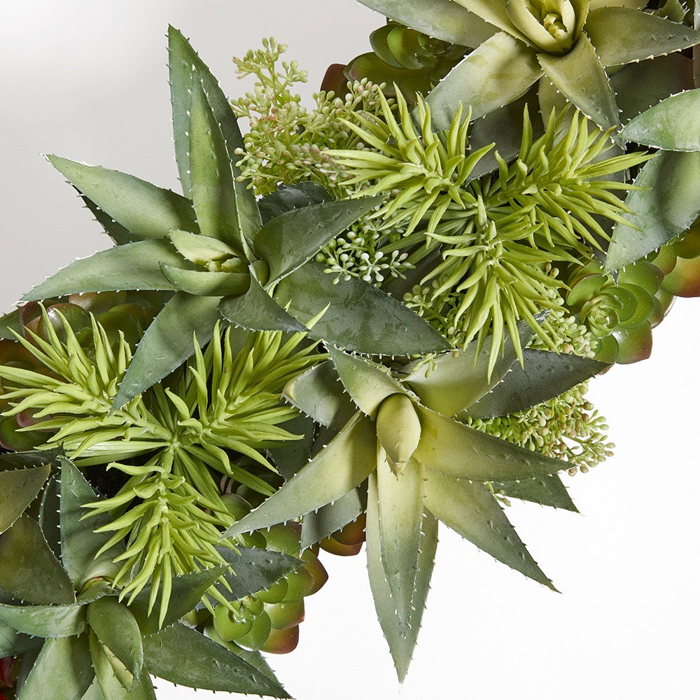 Rectangular Artificial Succulent Arrangement, Natural Planter