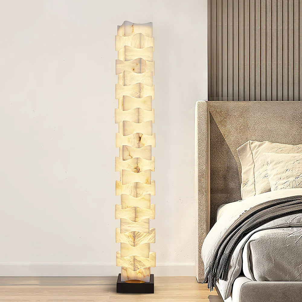 Stacked Alabaster Squares Floor Lamp