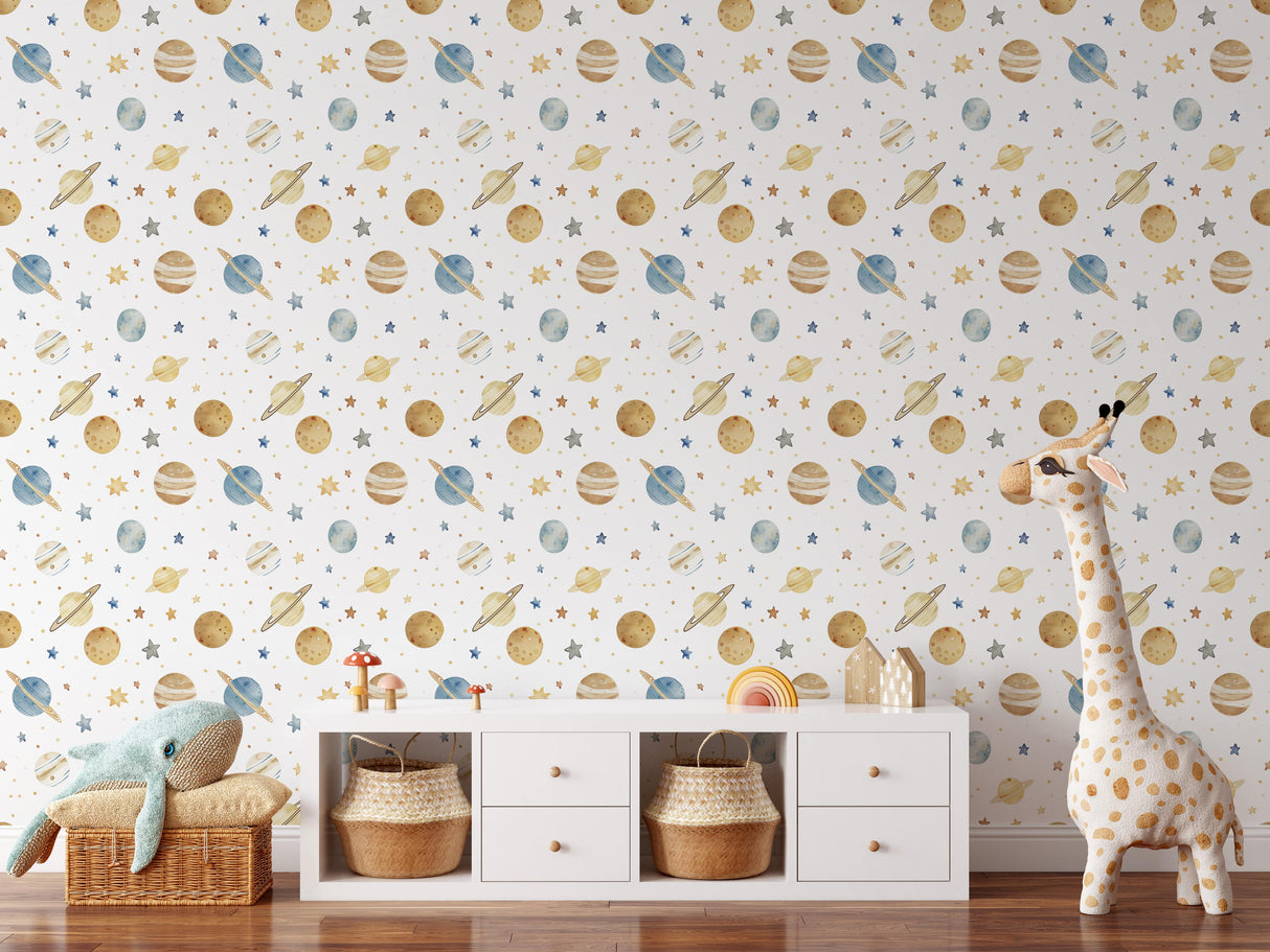 Celestial Space Wallpaper for Nursery Room