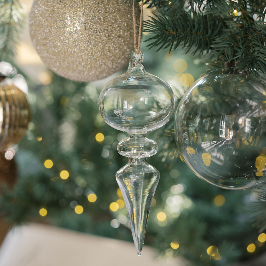 4" Clear Glass Ornament