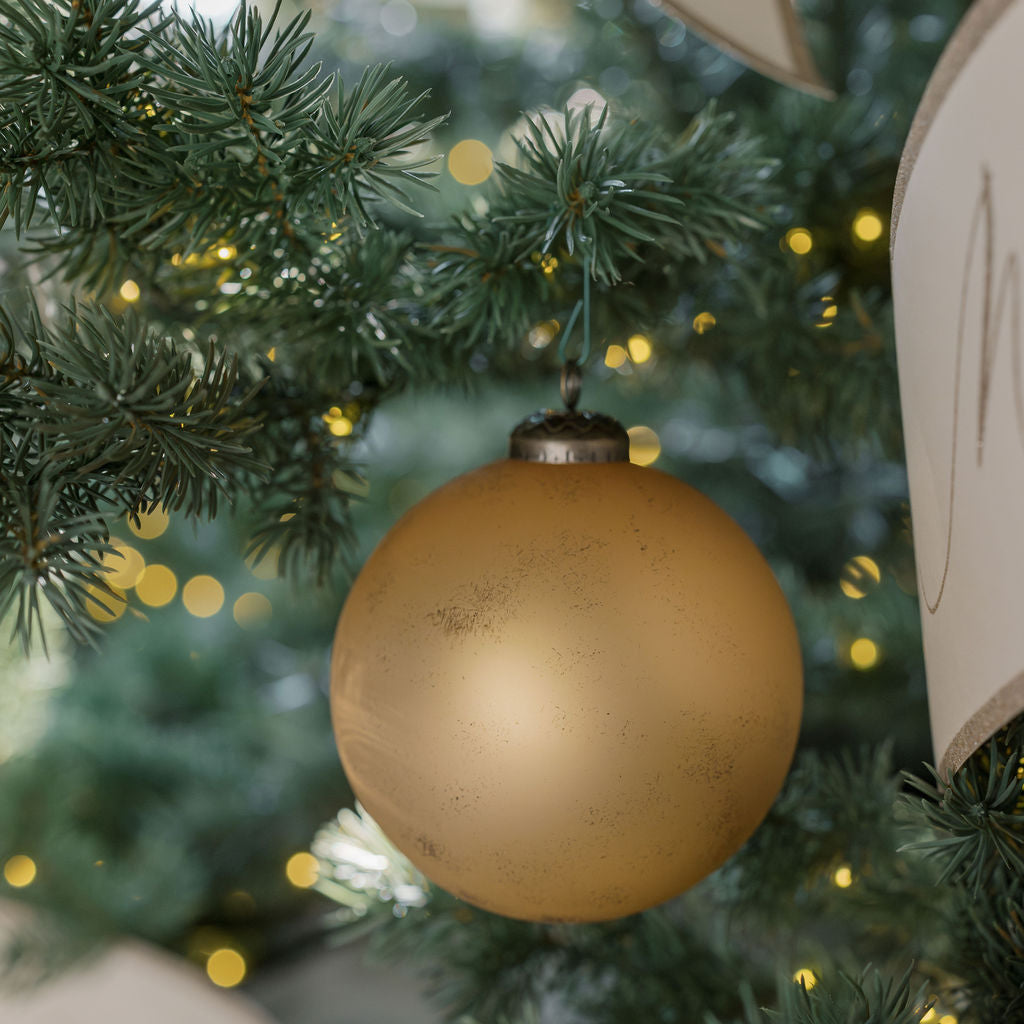 4" Matte Antique Gold Glass Ornament