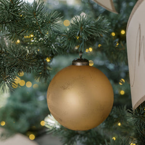 4" Matte Antique Gold Glass Ornament