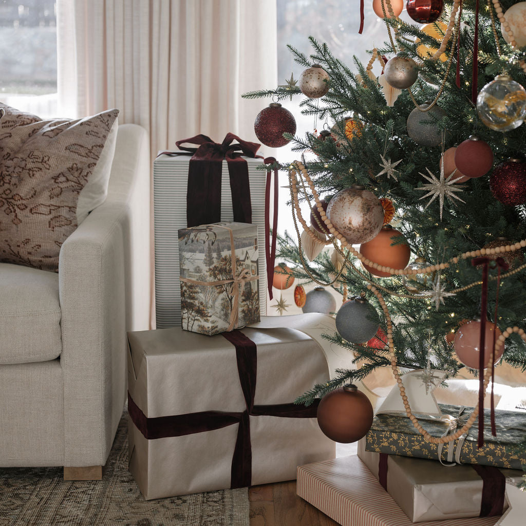 Set of 6 Flocked 3" Bordeaux Glass Ornaments for Holiday Tree Decoration, Elegant Winter Accents