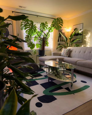 Black and White Checkered Rug