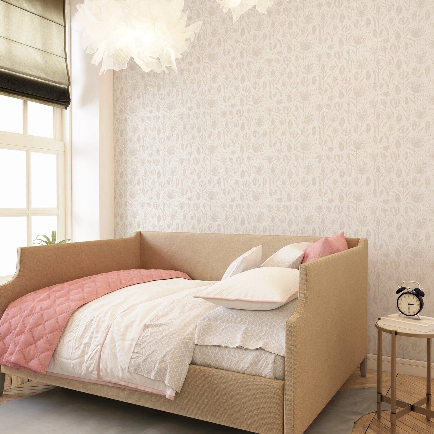 Boho Chic Neutral Floral Wallpaper