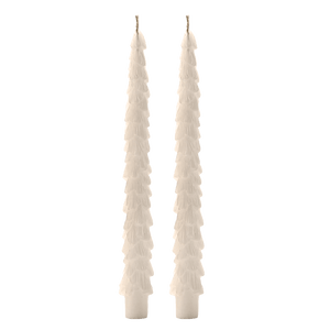 Cream Tree Taper Candles - Set of 2
