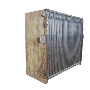 Ranch Style Rustic Wood And Metal 60 in.  Wide Serving Bar Cabinet