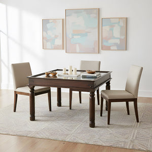 Intricately Hand Carved Solid Wood Mandala 48" Square Dining Table